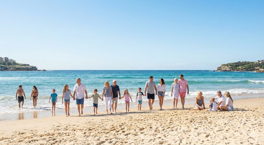 Family enjoying Bondi Beach tour